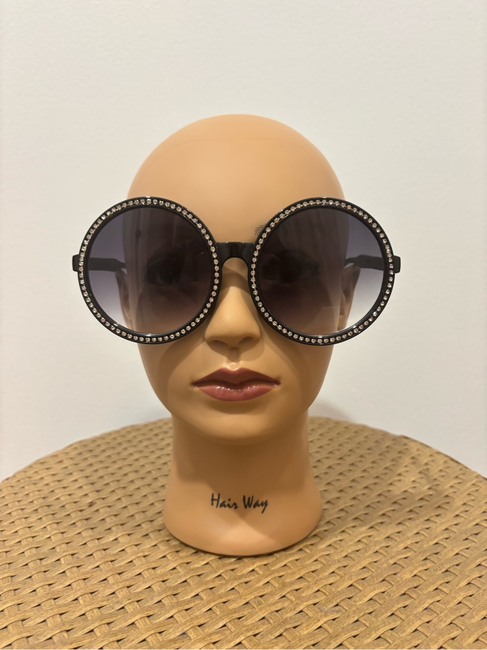 NY Sunglasses Black Round Rhinestone